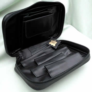 From Germany Black Leather 4-Pipe Bag